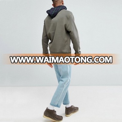 Most Popular Products China Custom Design 100% Cotton Mens Hoodies with Checked Hood